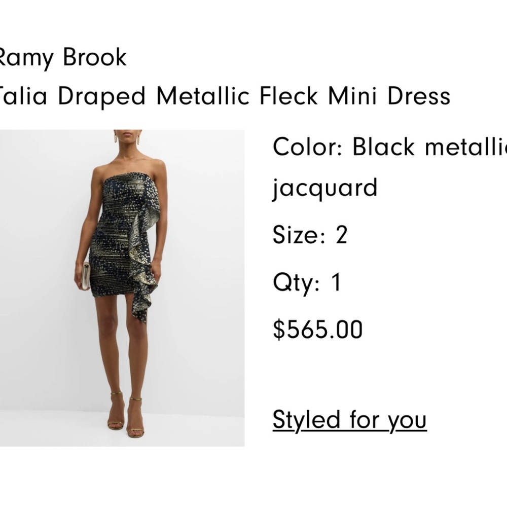 Ramy Brook Metallic Talia dress size 2